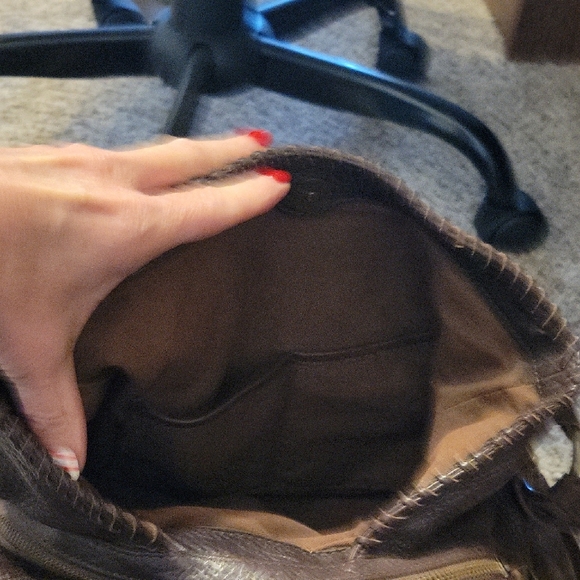 STS Ranchwear Dark Brown Leather Shoulder Bag with Brass Studs - Picture 4 of 5